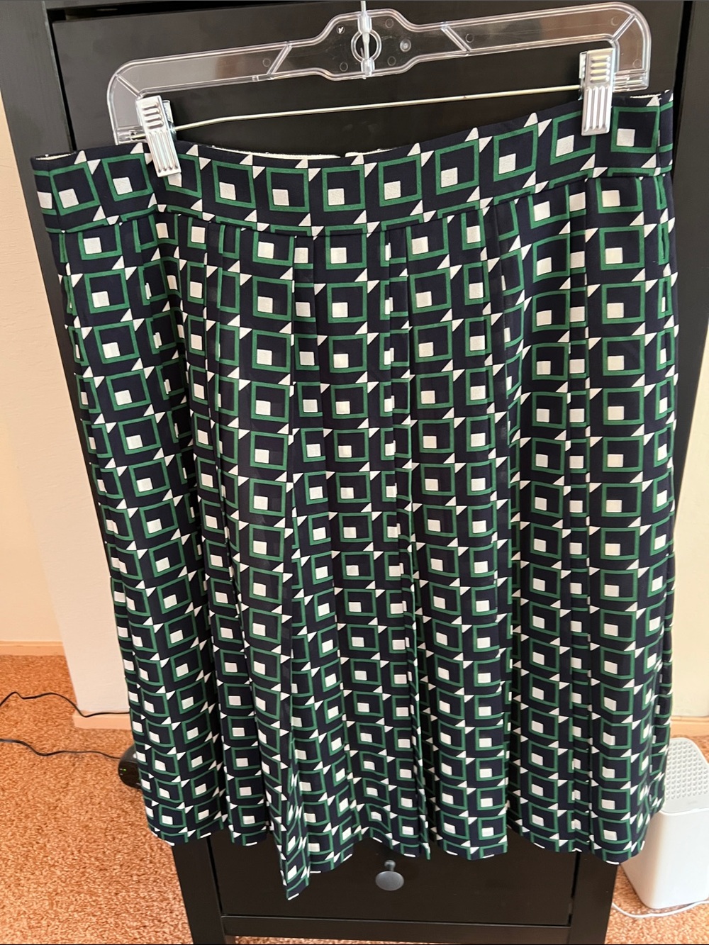 J. Crew Black, Green & White Geometric Circle Skirt